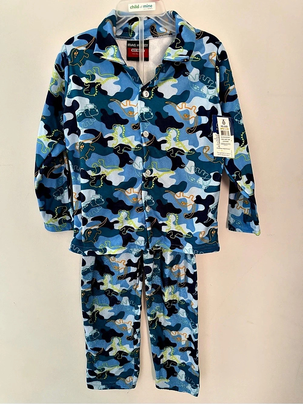 Boys Dinosaur Camouflage Print 2-Piece Pajama Set Camo size 4/5